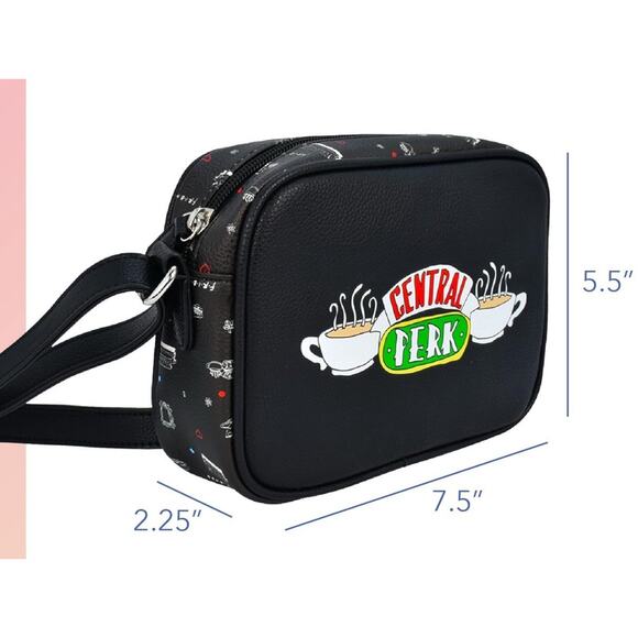 ⭐️Danielle Nicole DANI FRIENDS TV SHOW CENTRAL PERK Crossbody Purse Bag Black - Picture 3 of 11